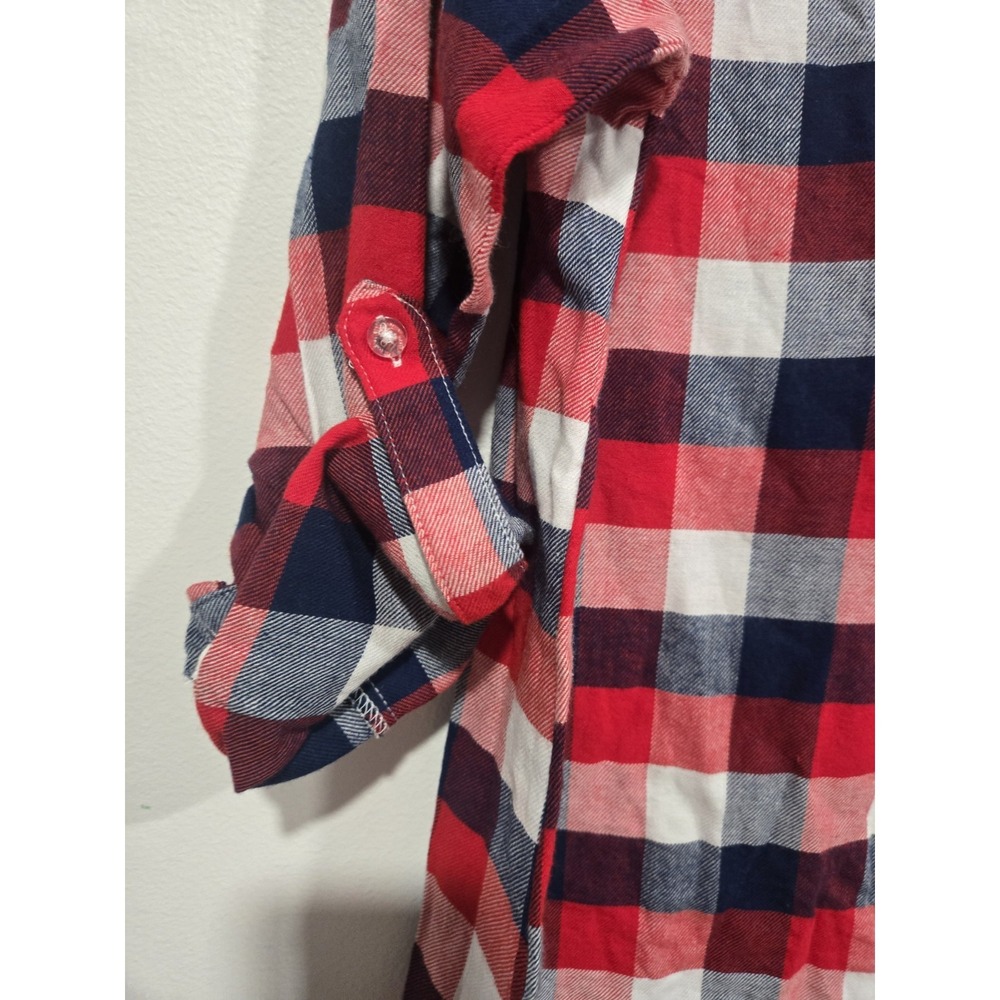 New Ladies Cleveland Guardians Plaid Long Sleeve Button Up Shirt Size Medium - Picture 3 of 7
